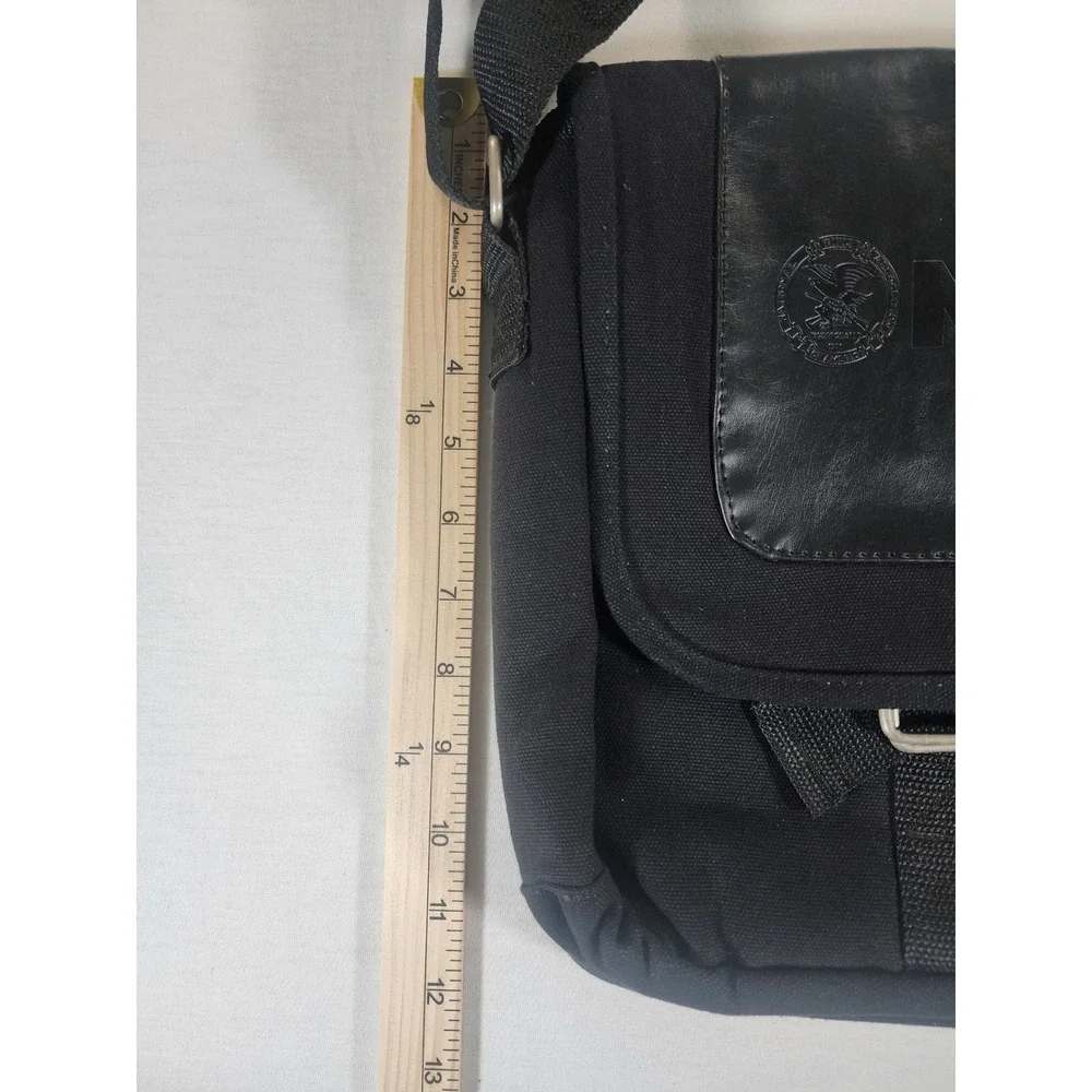 NRA Messenger Bag Black Canvas Faux Leather Crossbody National Rifle Association